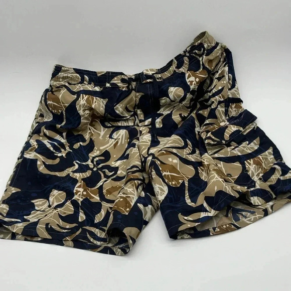 Men's SPEEDO Swim Trunks Navy & Gray Sz MEDIUM drawstring CARGO pockets - Picture 1 of 7